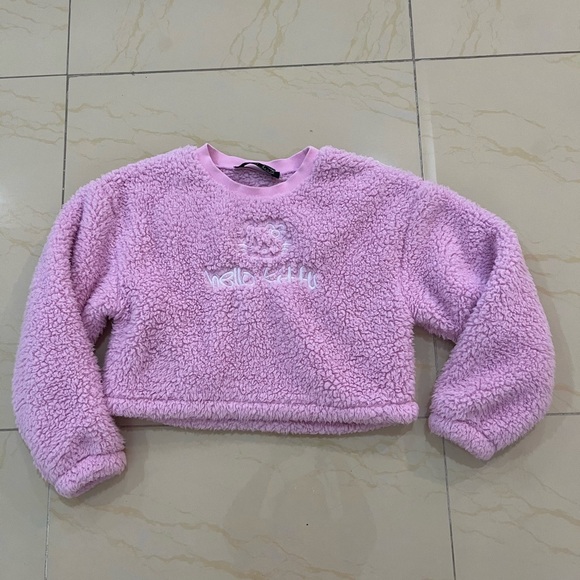 Hello Kitty Sweatshirt Sweatshirt Size Medium Women Pink Longsleeve Sherpa Soft - Picture 9 of 9